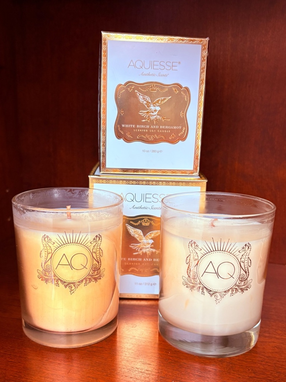 AQUIESSE White Birch & Bergamot Scented Candles Set/2 NIB❣️